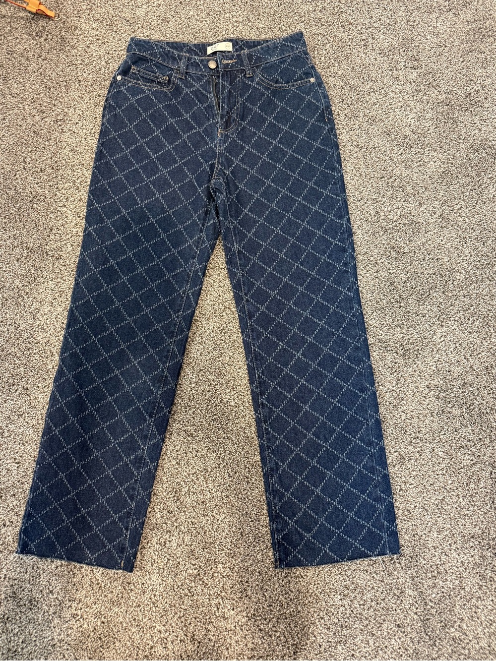 Women's Patterned Dark Blue Straight Jeans